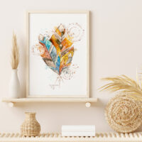 Plumes Ocres et Bleues - Poster