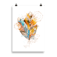 Plumes Ocres et Bleues - Poster Plumes Ocres et Bleues - Poster